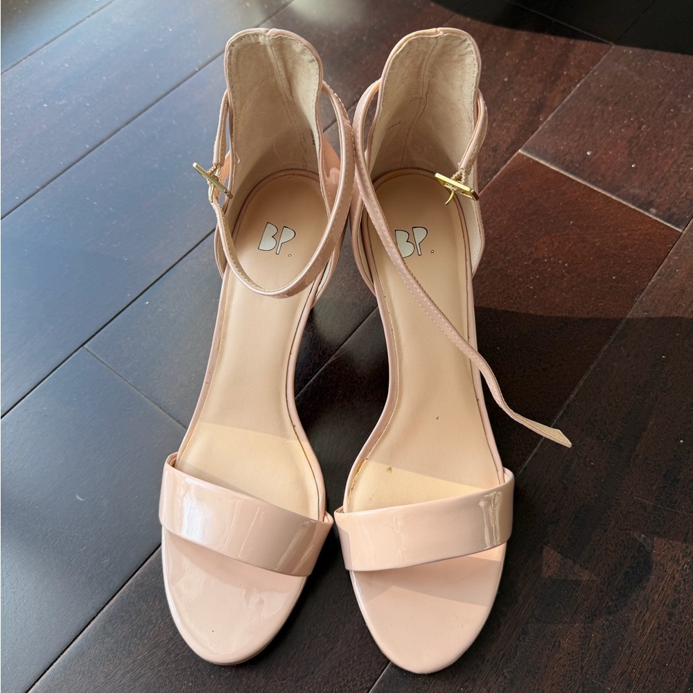 BP Women's Luminate Open Toe Heels Sandals in Blush Patent